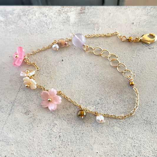 Cherished Sakura Blossom: Multi-tonal Cherry Blossom Bracelet