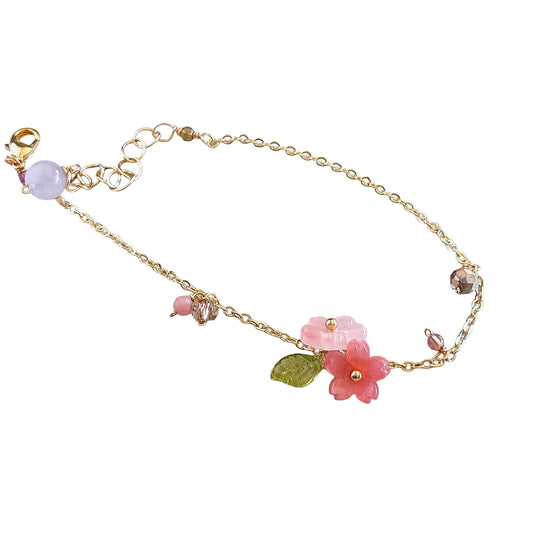 Spring Awakening Blossom:Sakura and Verdant Leaf Bracelet