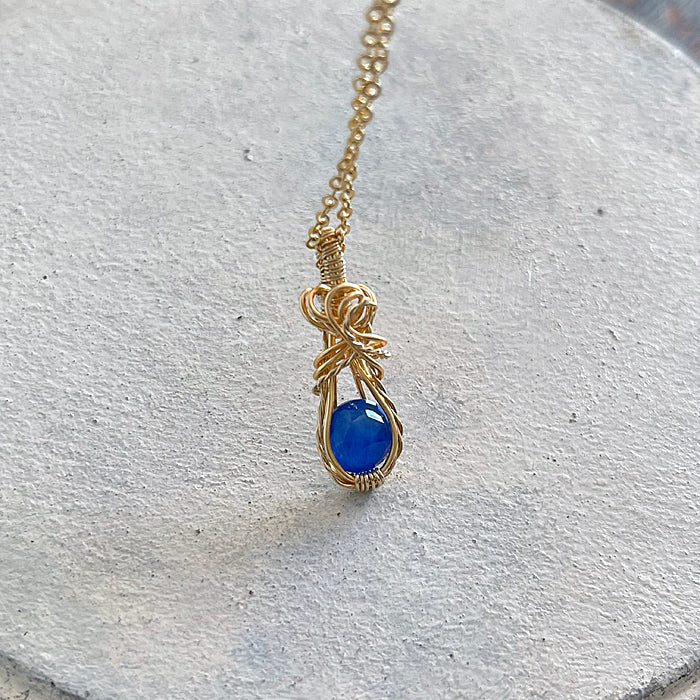 Wire Wrapped Lapis on Crystal&nbsp; Pendant