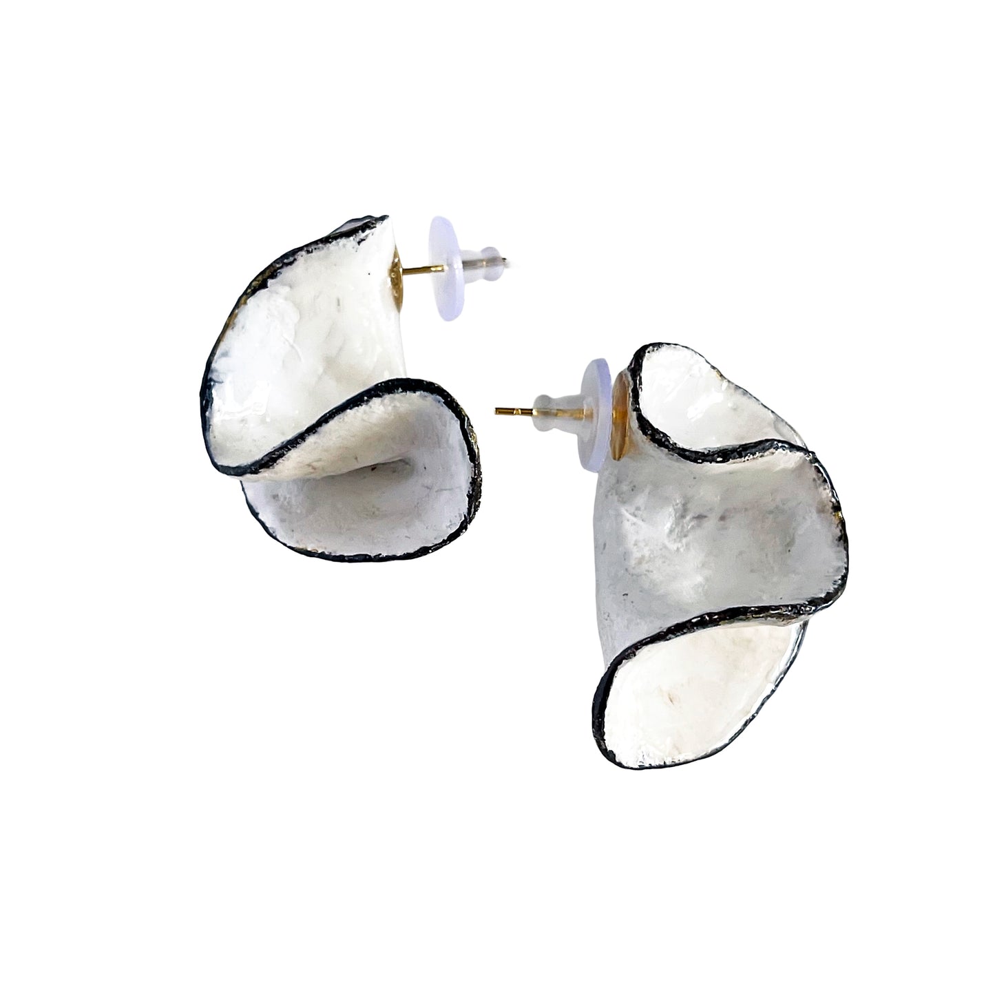 Wave Crest Statement Earrings: Hand-Sculpted Clay & Resin Finish