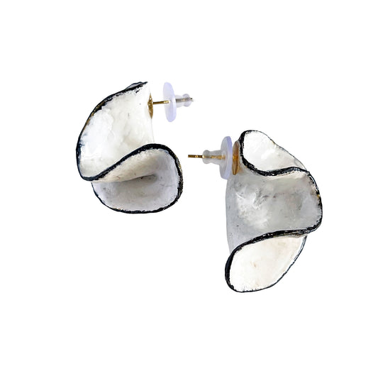 Wave Crest Statement Earrings: Hand-Sculpted Clay & Resin Finish