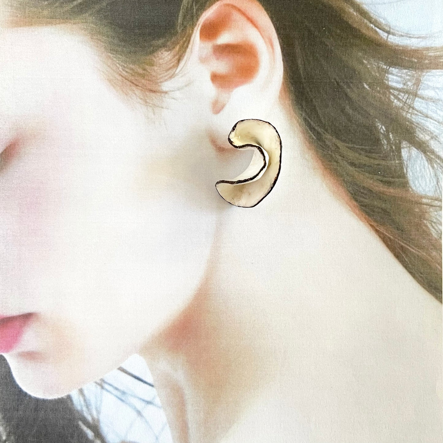 Wave Crest Statement Earrings: Hand-Sculpted Clay & Resin Finish