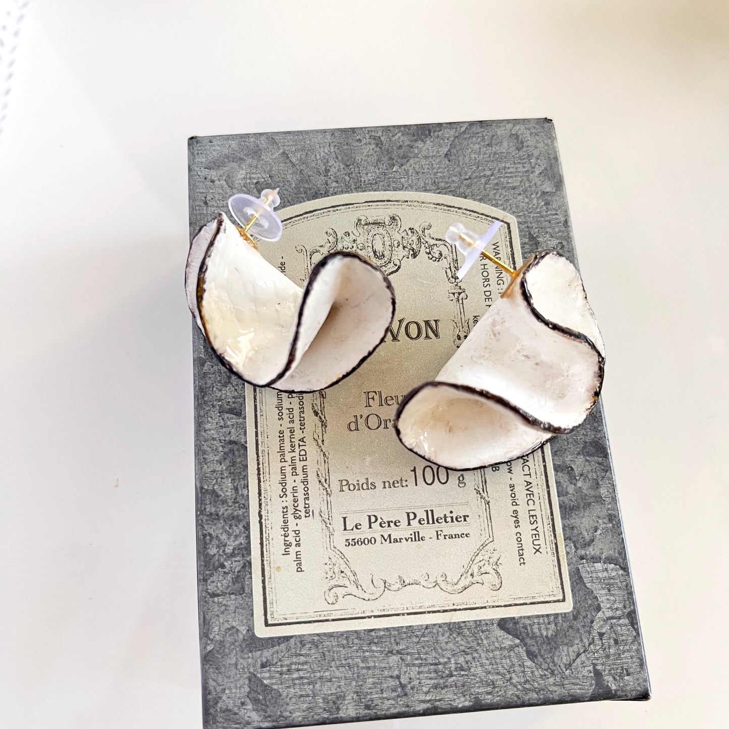Wave Crest Statement Earrings: Hand-Sculpted Clay & Resin Finish