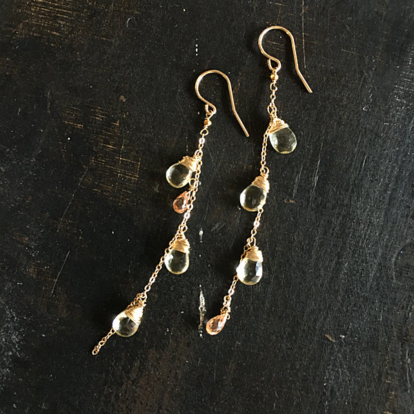 Lemon Quartz Thread earrings - 14KGF