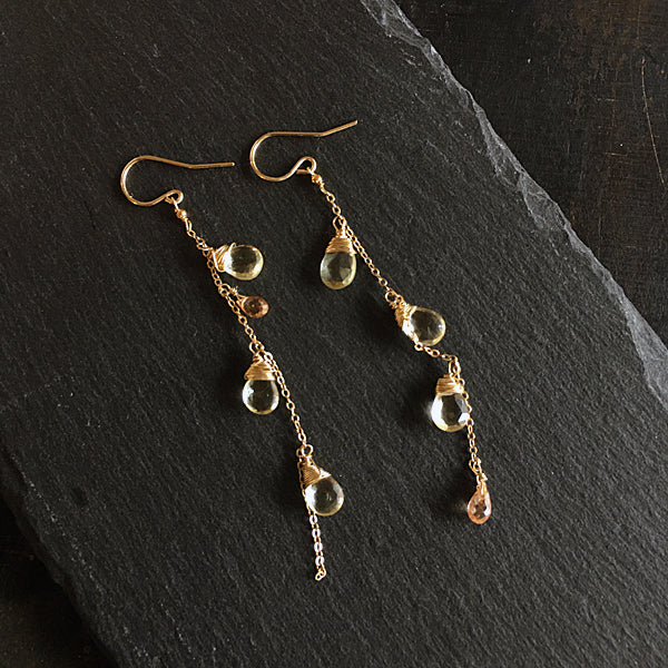 Lemon Quartz Thread earrings - 14KGF