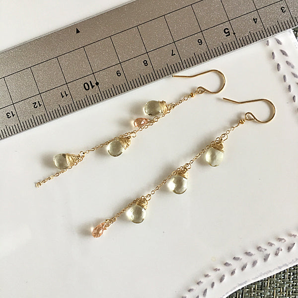 Lemon Quartz Thread earrings - 14KGF