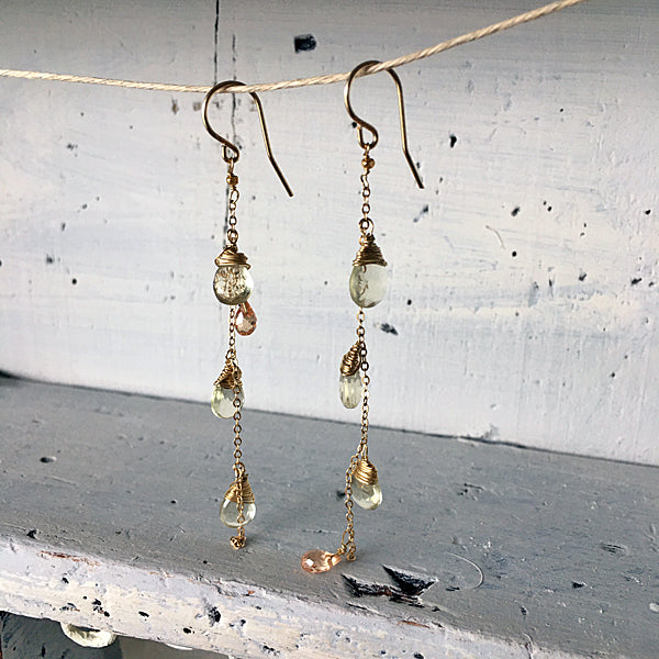 Lemon Quartz Thread earrings - 14KGF