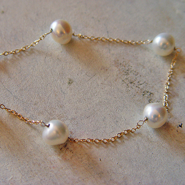 Baroque Pearl Chain Bracelet- 14KGF