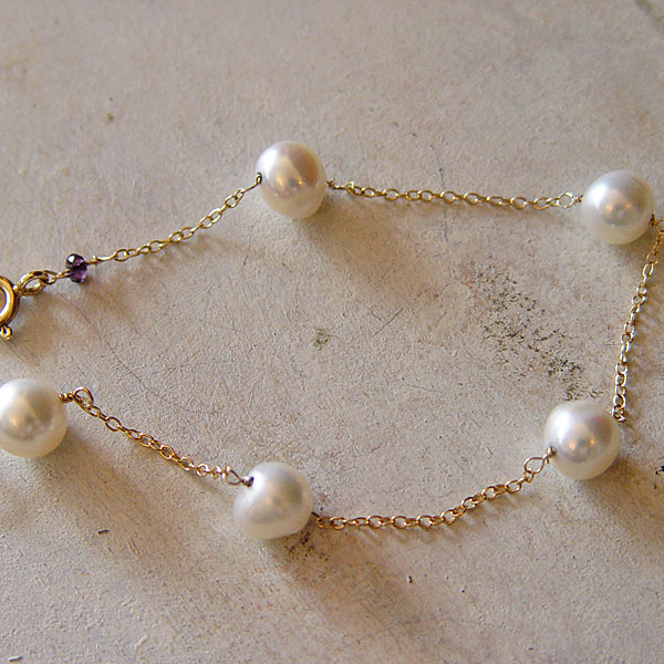 Baroque Pearl Chain Bracelet- 14KGF